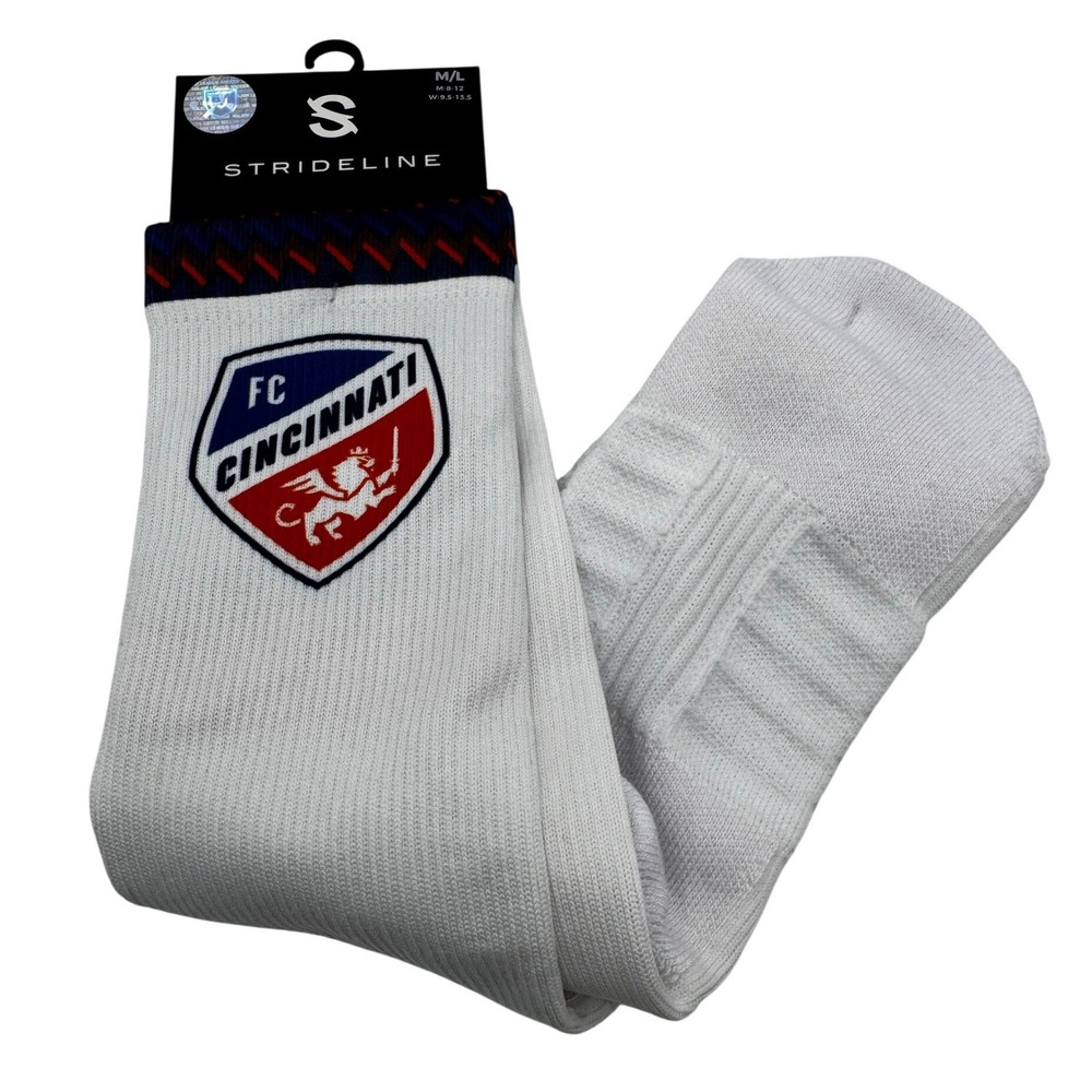 Strideline Mens M/L White FC Cincinnati Premium Full Sub Kit Wear 2024 Socks New